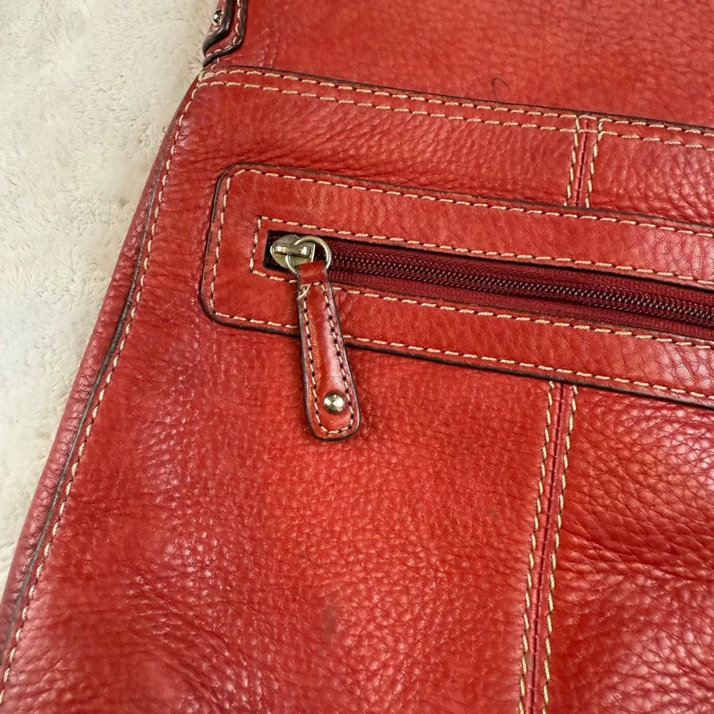 Fossil Red‎ Pebbled Leather Crossbody Bag ZB032 Small Messenger Purse